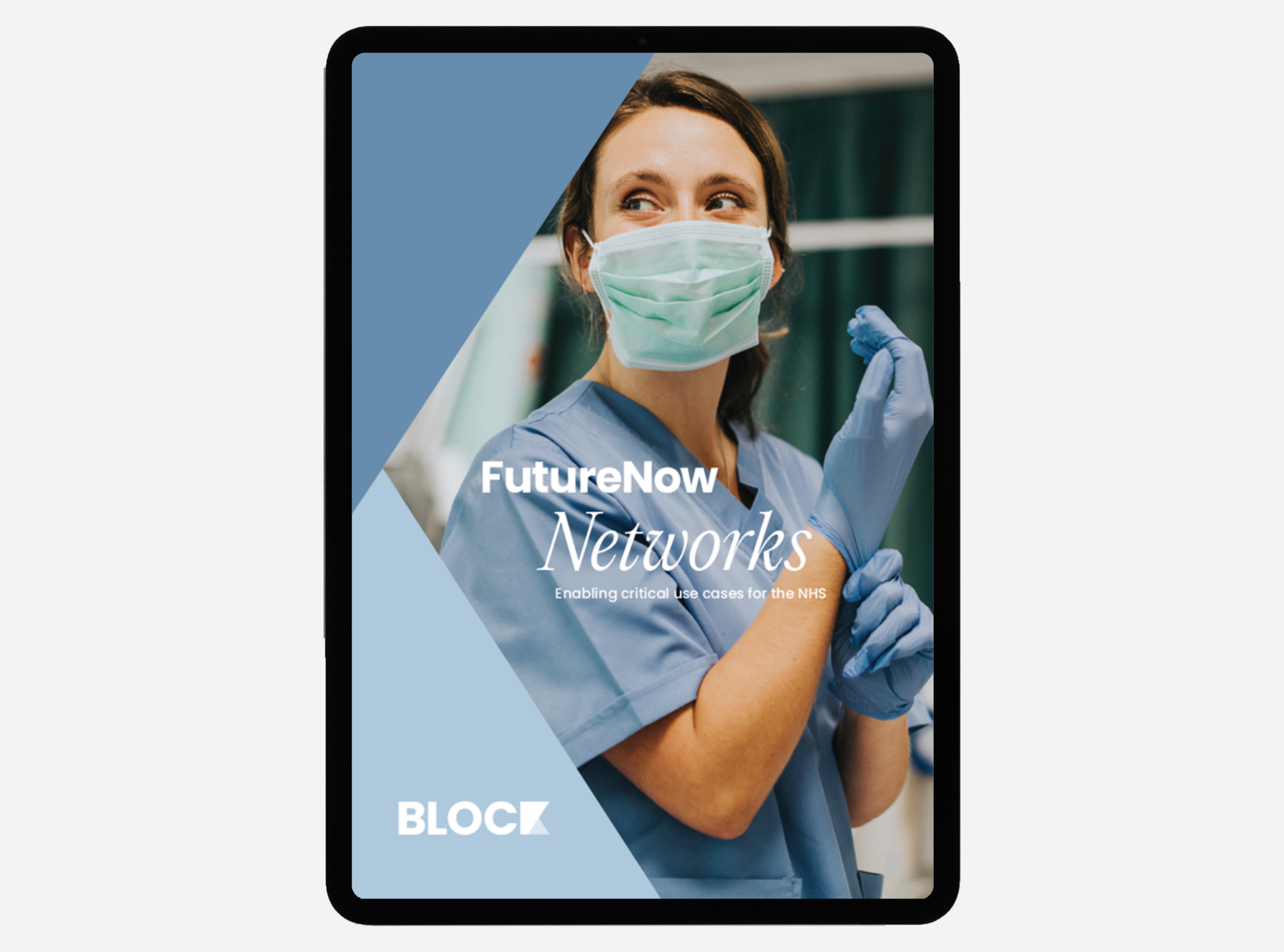 Ipad mockup of FutureNow networks healthcare whitepaper