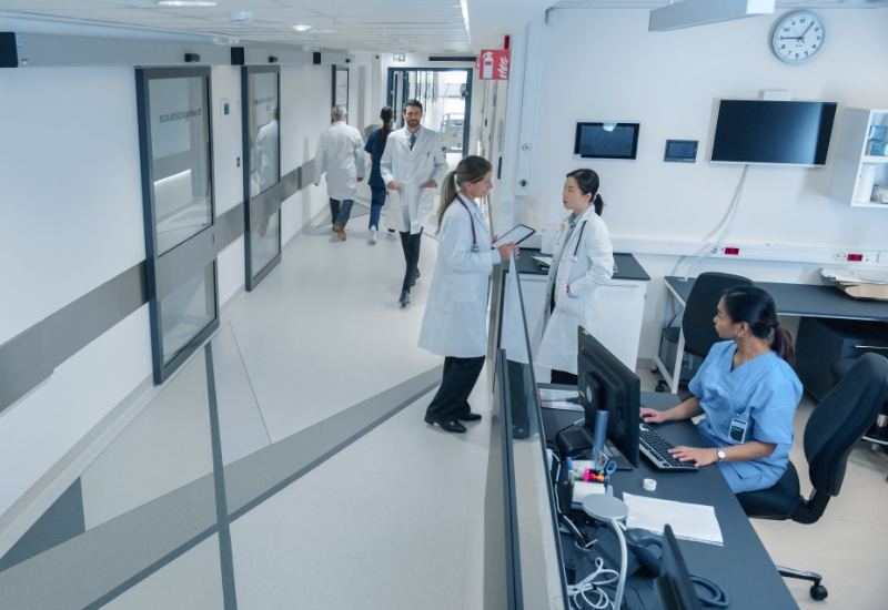 busy hospital corridor